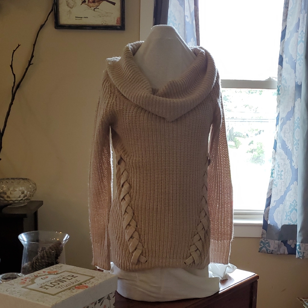 Derek Heart Women's Cowl Neck Sweater - Tan L